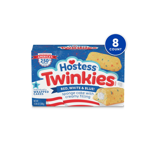 Hostess Twinkies Limited Edition America’s 250th Birthday Red, White & Blue Sponge Cakes 8-Pack (308g) - America
