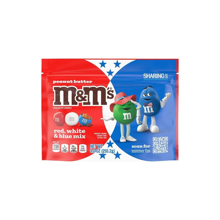 M&M’s Peanut Butter Red, White & Blue Mix Chocolate Candies Sharing Size (255.2g) - America