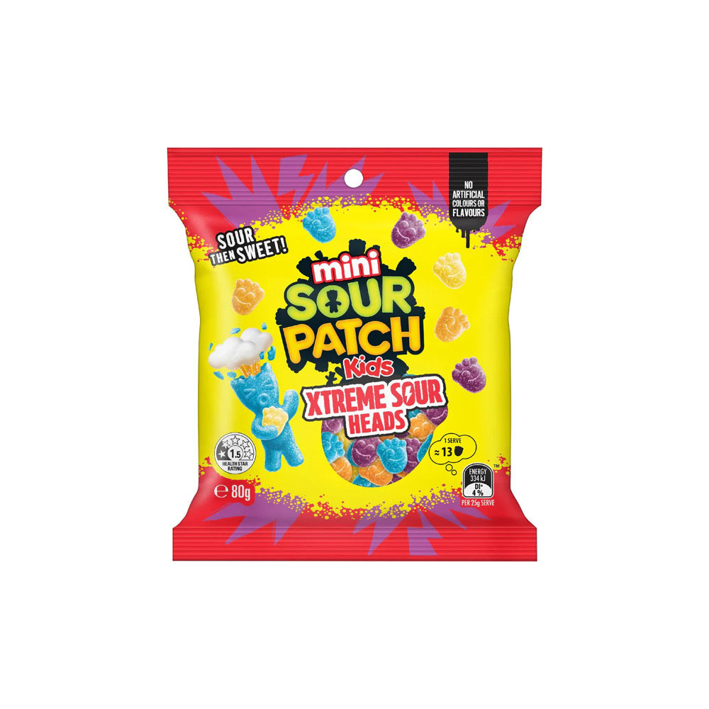 Sour Patch Kids Mini Extreme Sour Heads Candy Peg Bag (80g) - Australia