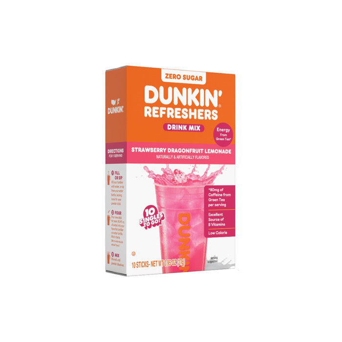 Dunkin’ Refreshers Strawberry Dragonfruit Lemonade Singles To Go Drink Mix 10-Pack (27g) - America