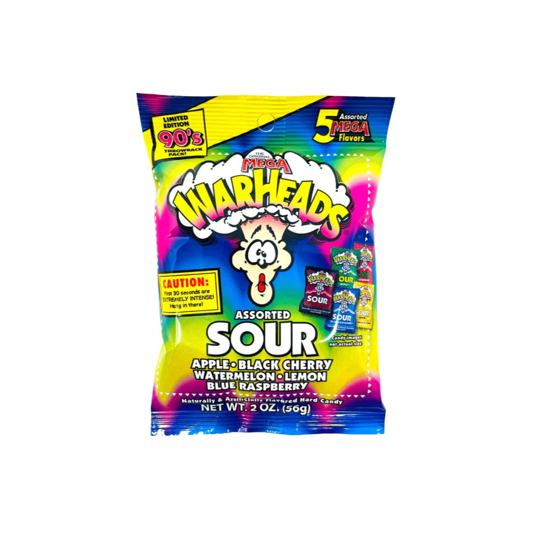 Warheads 90’s Throwback Edition Assorted Sour Hard Candy Peg Bag (56g) - America