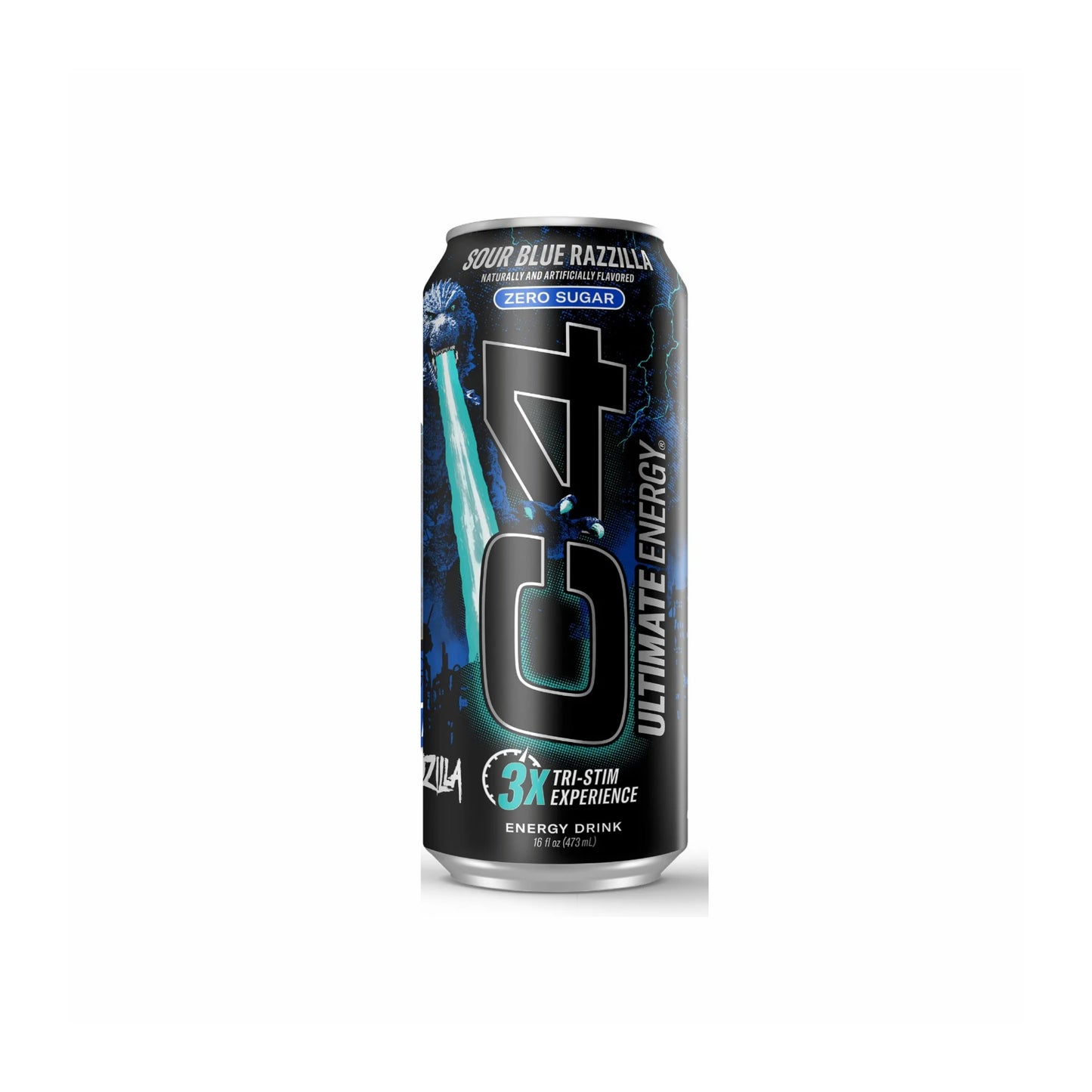 C4 x Godzilla NEW Limited Edition Sour Blue Razzilla Zero Sugar Energy Drink (473ml) - America
