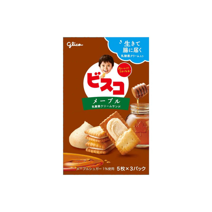 Glico Bisco Maple Syrup Cream Sandwich Biscuits (81g) - Japan