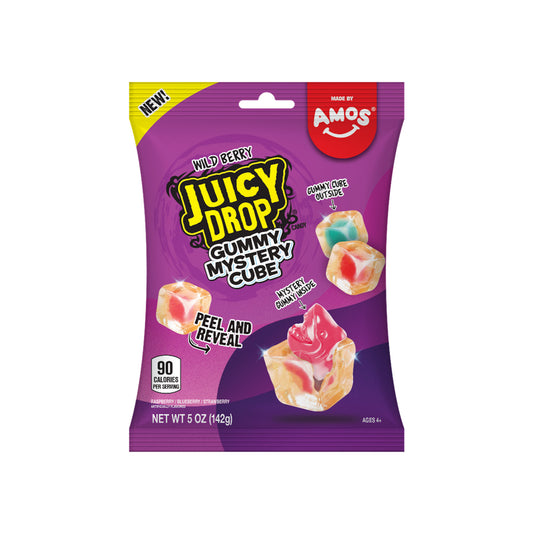 Amos NEW Juicy Drop Wild Berry Gummy Mystery Cube Peelable Candy Peg Bag (142g) - America