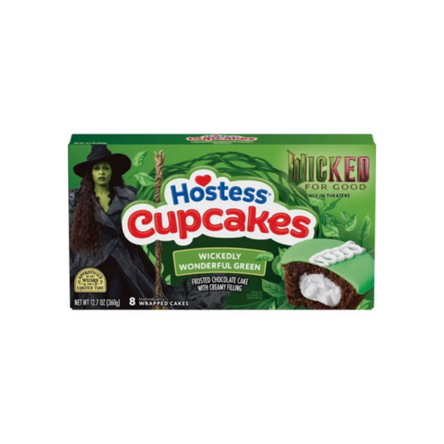 Hostess Wicked For Good Limited Edition Wickedly Wonderful Green Chocolate Cupcakes 8-Pack (360g) - America