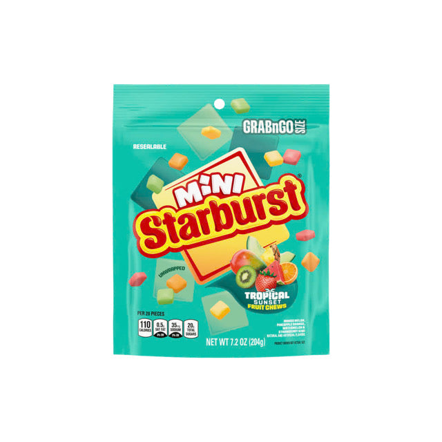Starburst Mini Tropical Sunset Fruit Chews Resealable Bag (204g) - America