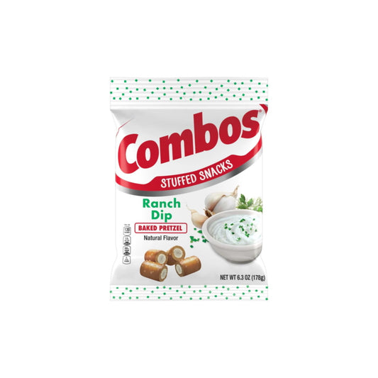 Combos Stuffed Snacks Ranch Dip Baked Pretzels Large Bag (179g) - America