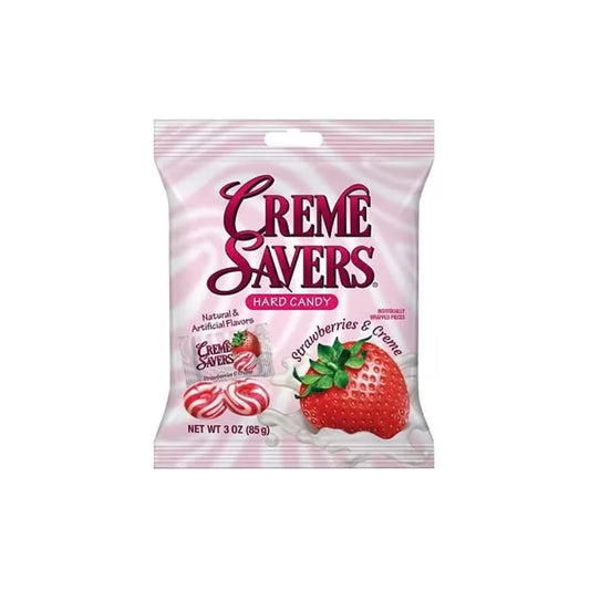 Crème Savers Strawberries & Creme Hard Candy Peg Bag (85g) - Canada