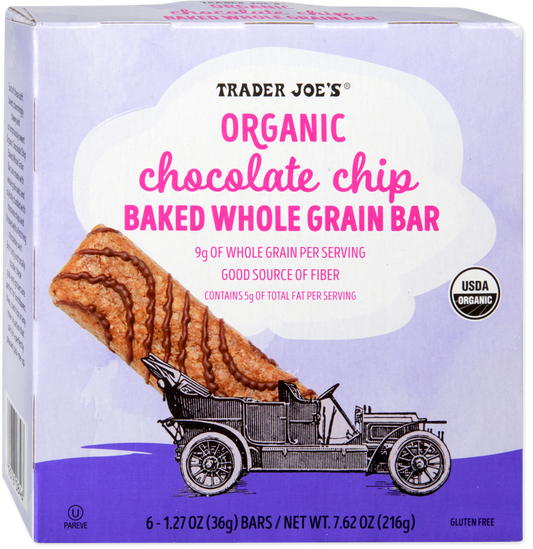 Trader Joe Organic Choc Chip Baked Whole Grain Bars (216g)- America