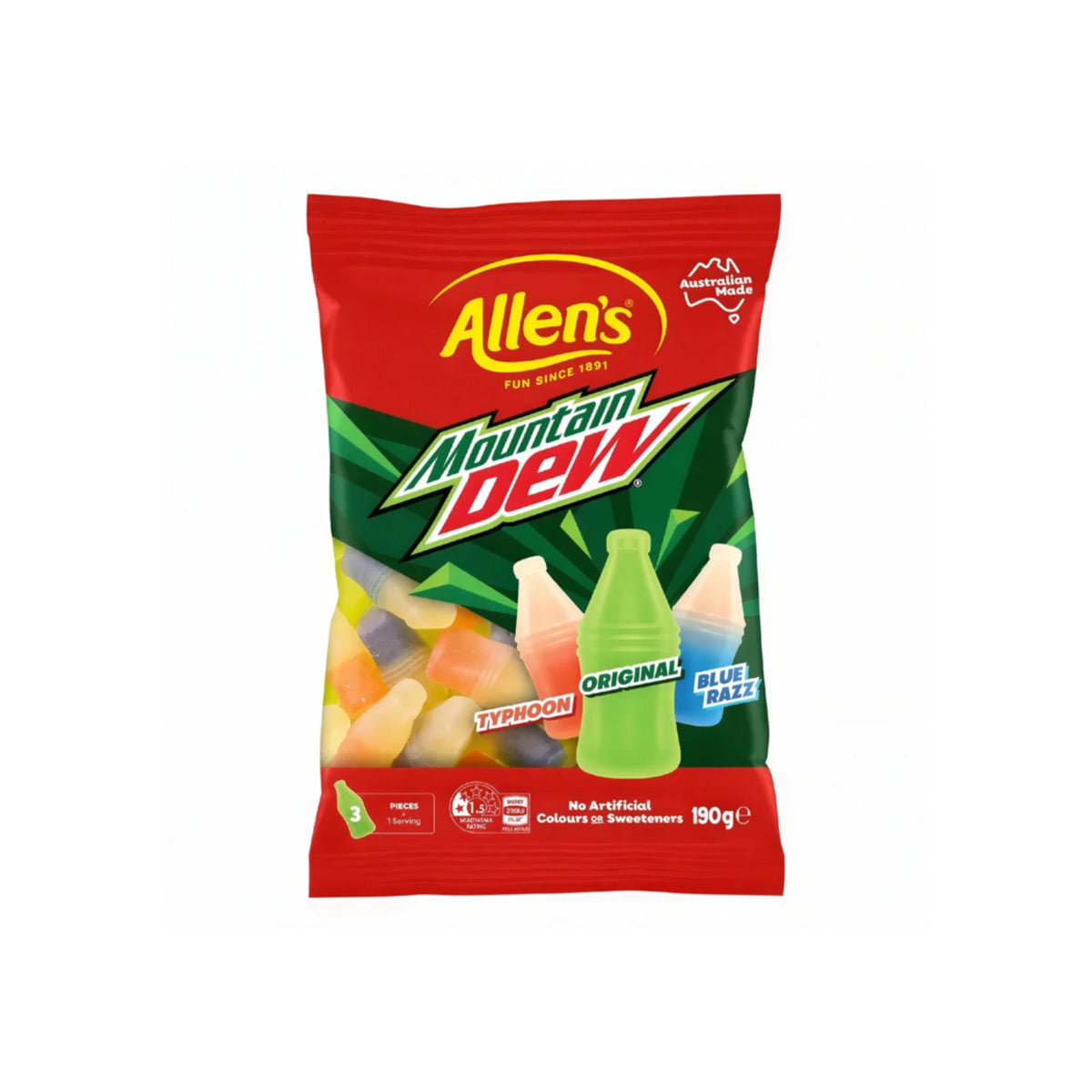 Allen’s x Mountain Dew NEW Soda Bottles Candy (190g) - Australia