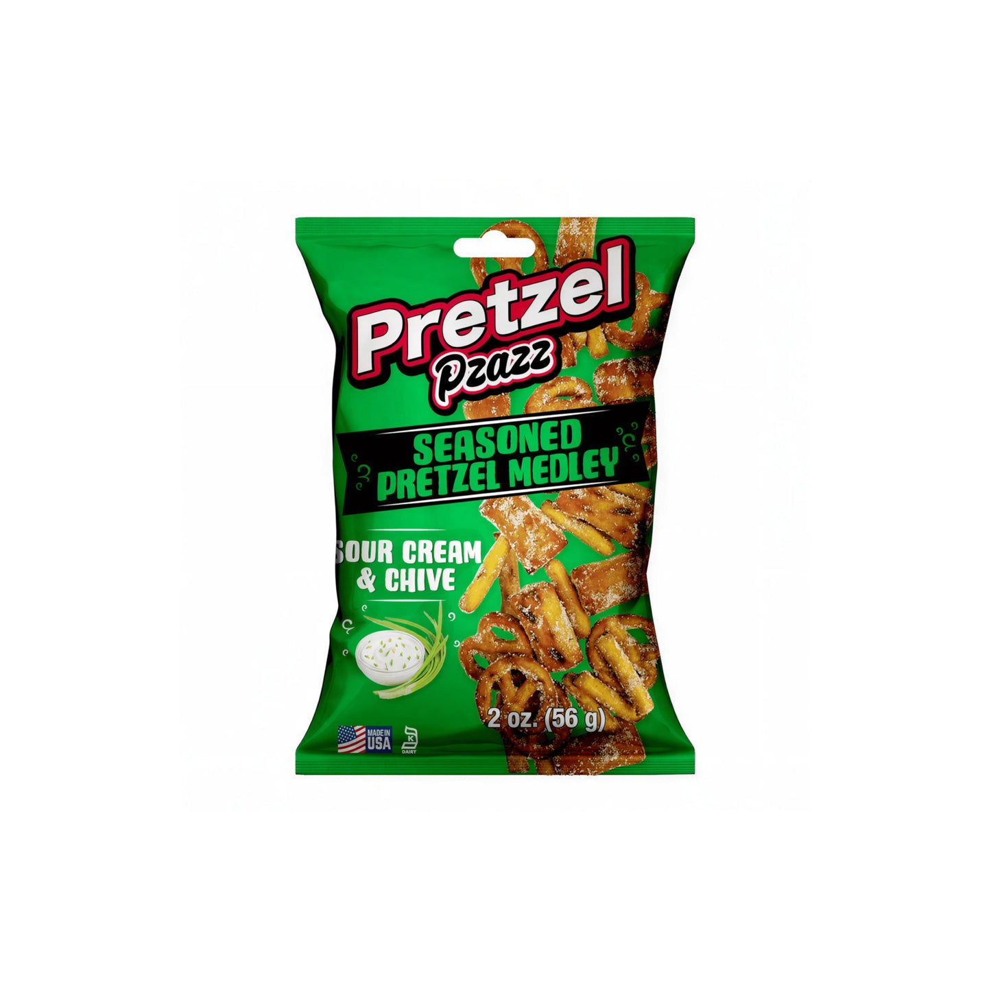 Pretzel Pzazz Sour Cream & Chive Seasoned Pretzel Medley (56g) - America