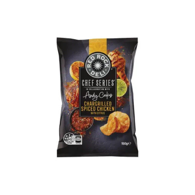 Red Rock Deli x Andy Cooks Chef Series Chargrilled Spiced Chicken with Citrus Potato Chips (150g) - Australia