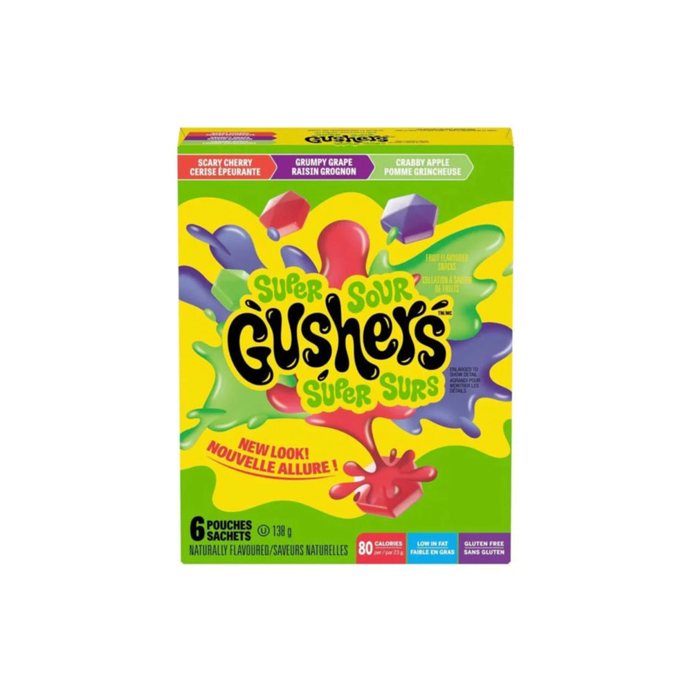 Betty Crocker Super Sour Gushers Fruit Snacks 6-Pack (138g) - Canada