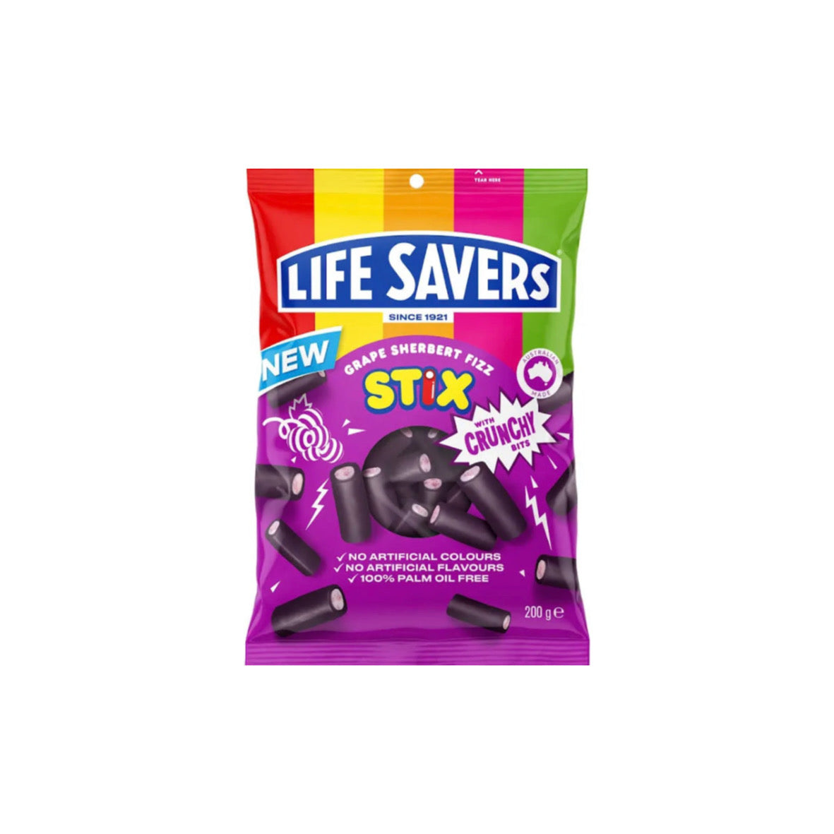 Lifesavers Grape Sherbet Fizz Stix Candy Peg Bag (200g) - Australia
