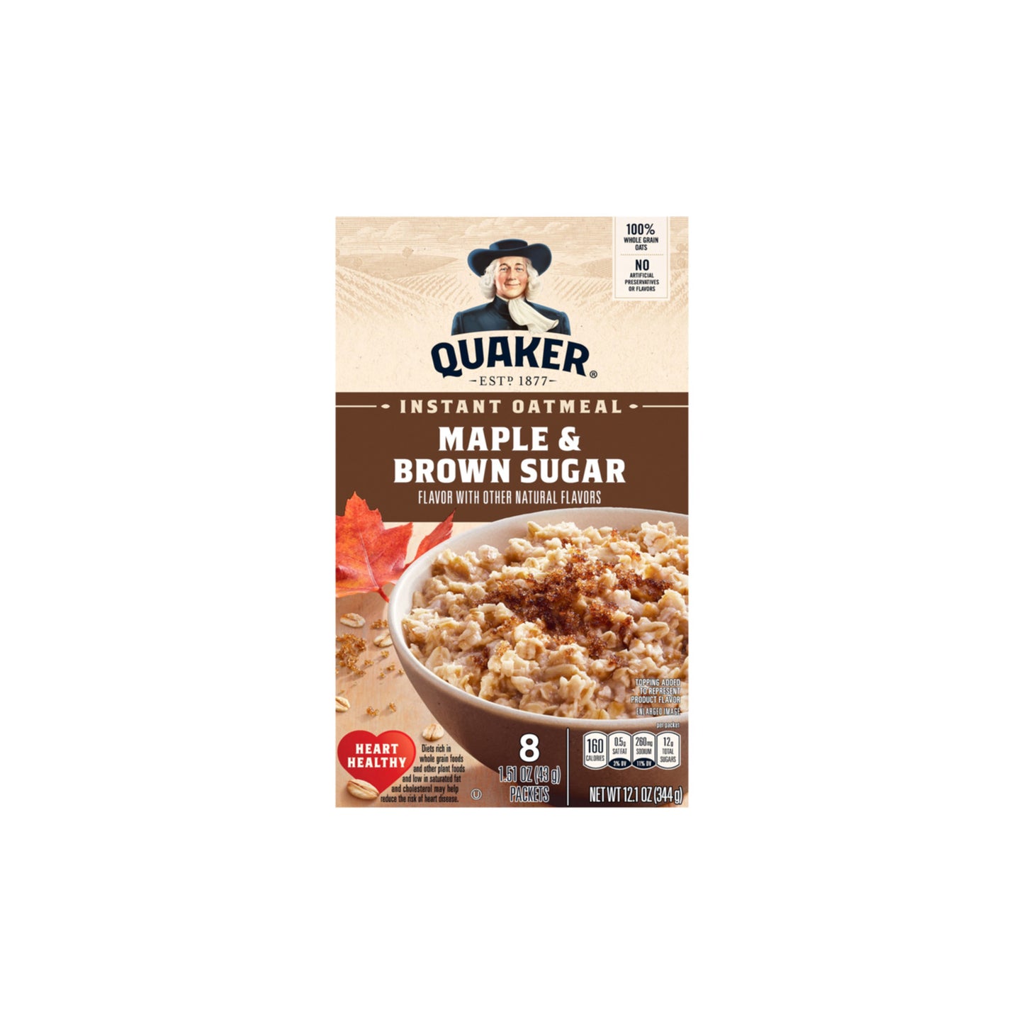Quaker Maple & Brown Sugar Instant Oatmeal 8-Pack (344g) - America
