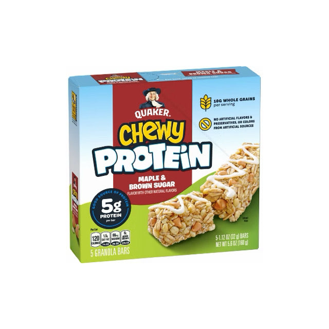 Quaker Chewy Protein Maple Brown Sugar Cereal Bars 5pk (160g) -America