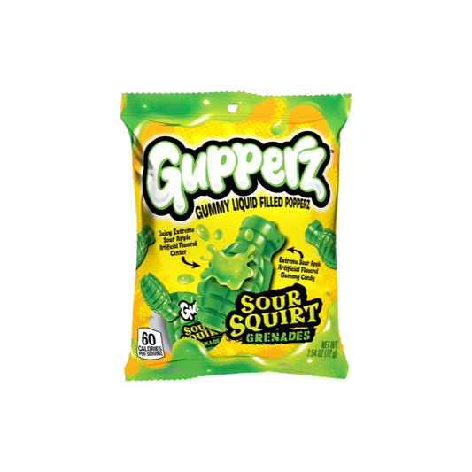 Gupperz Sour Squirt Grenades Filled Popperz Peg Bag (72g) - America