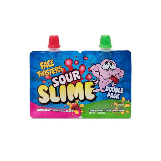 Face Twisters Sour Slime Double Pack Liquid Candy Gel Strawberry & Green Apple (40g) - America