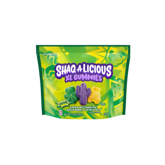 SHAQ-A-LICIOUS Sour Gummies Pouch (Pineapple - Watermelon and Mixed Berry Flavors) (344g) - America