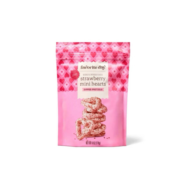 Favorite Day Valentines Strawberry Mini Hearts Dipped Pretzels (170g) - America
