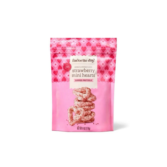 Favorite Day Valentines Strawberry Mini Hearts Dipped Pretzels (170g) - America