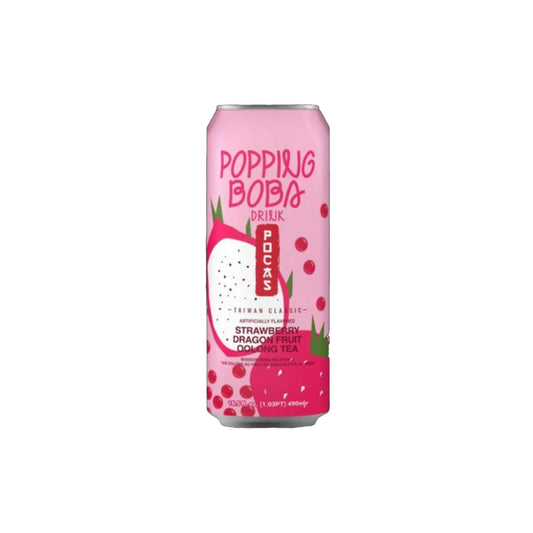Pocas Popping Boba Strawberry Dragon Fruit Oolong Tea (490ml) - Taiwan