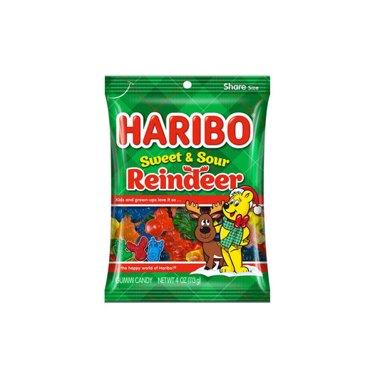 Haribo Christmas Sweet and Sour Reindeer Gummies (113g) - America