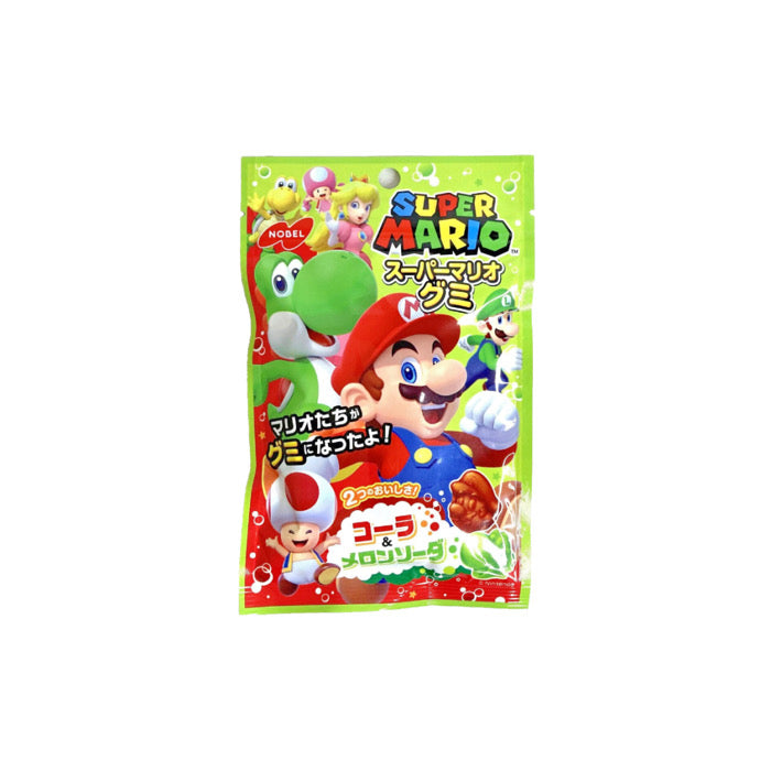 NOBEL Super Mario Gummies Cola & Melon Soda Flavour Peg Bag (50g) - Japan
