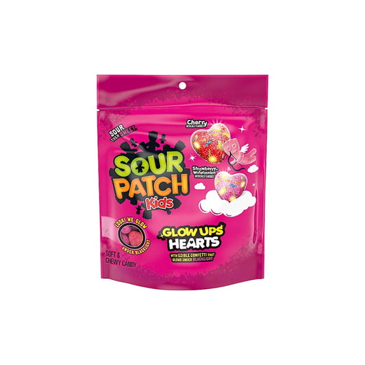Sour Patch Kids Valentines Glow Up Hearts Resealable Bag (238g) - America