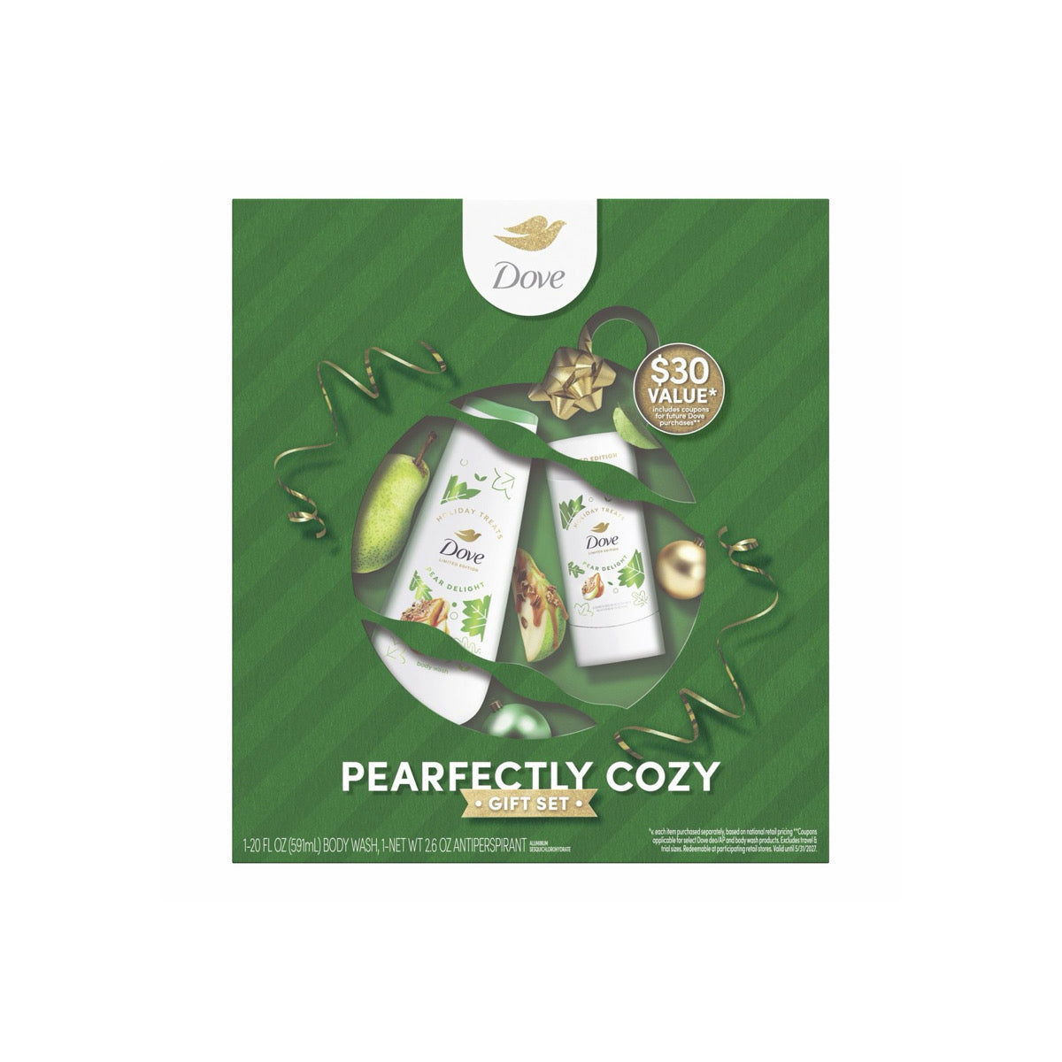 Dove Pearfectly Cozy Christmas Gift Set (1x Pear Delight Body Wash 591ml & 1x Pear Delight Antiperspirant 73g) (664g) - America