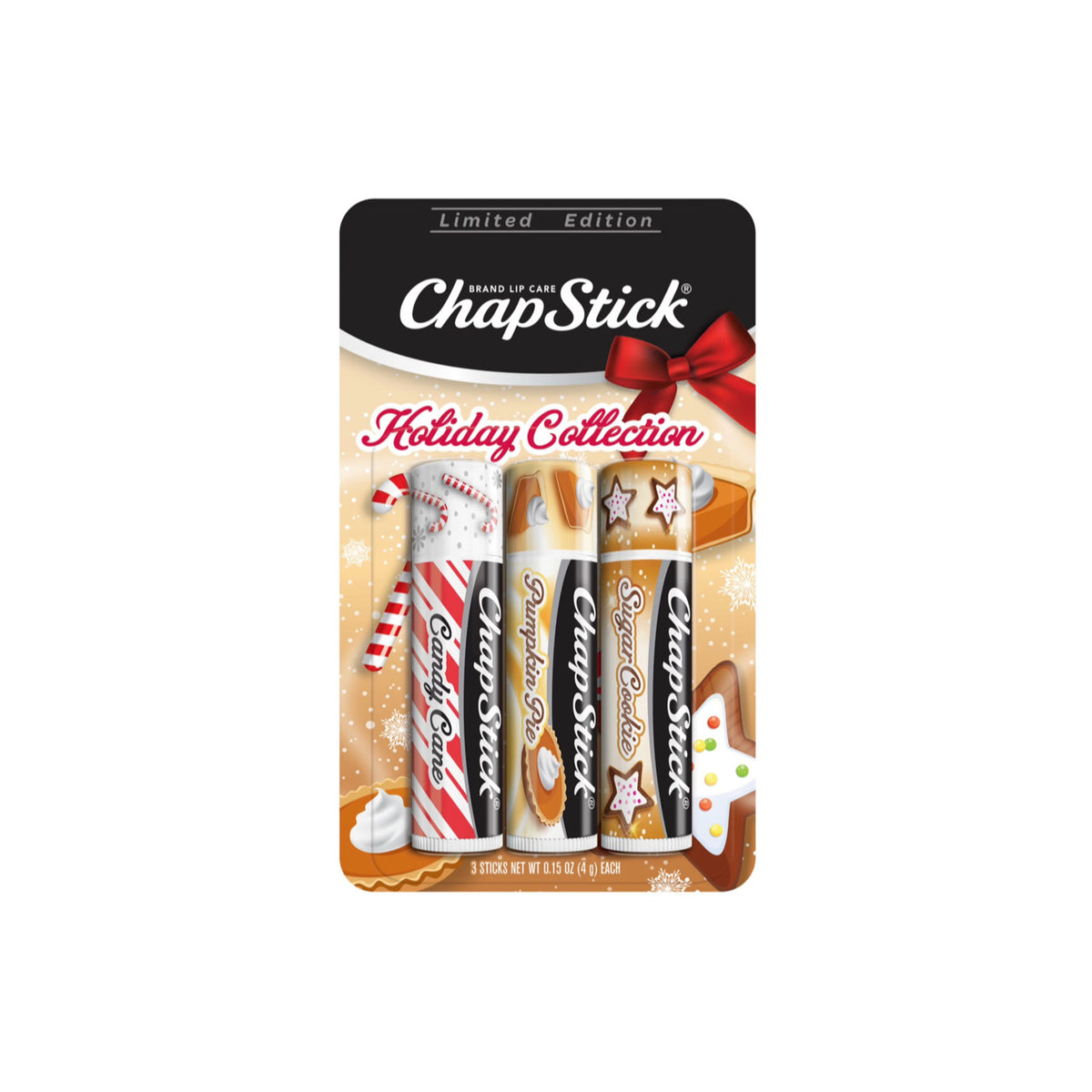 Limited Edition Chap Stick Holiday Collection 3pk (Pumpkin Pie, Candy Cane & Sugar Cookie) (12g) - America