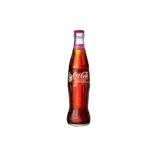 Coca Cola British Columbia Raspberry Glass Bottle (355ml) - Canada