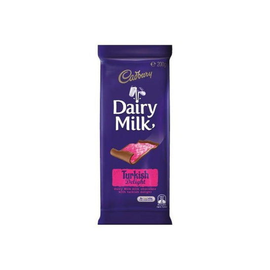 Cadbury Dairy Milk Turkish Delight Large Chocolate Bar (180g) - Australia
