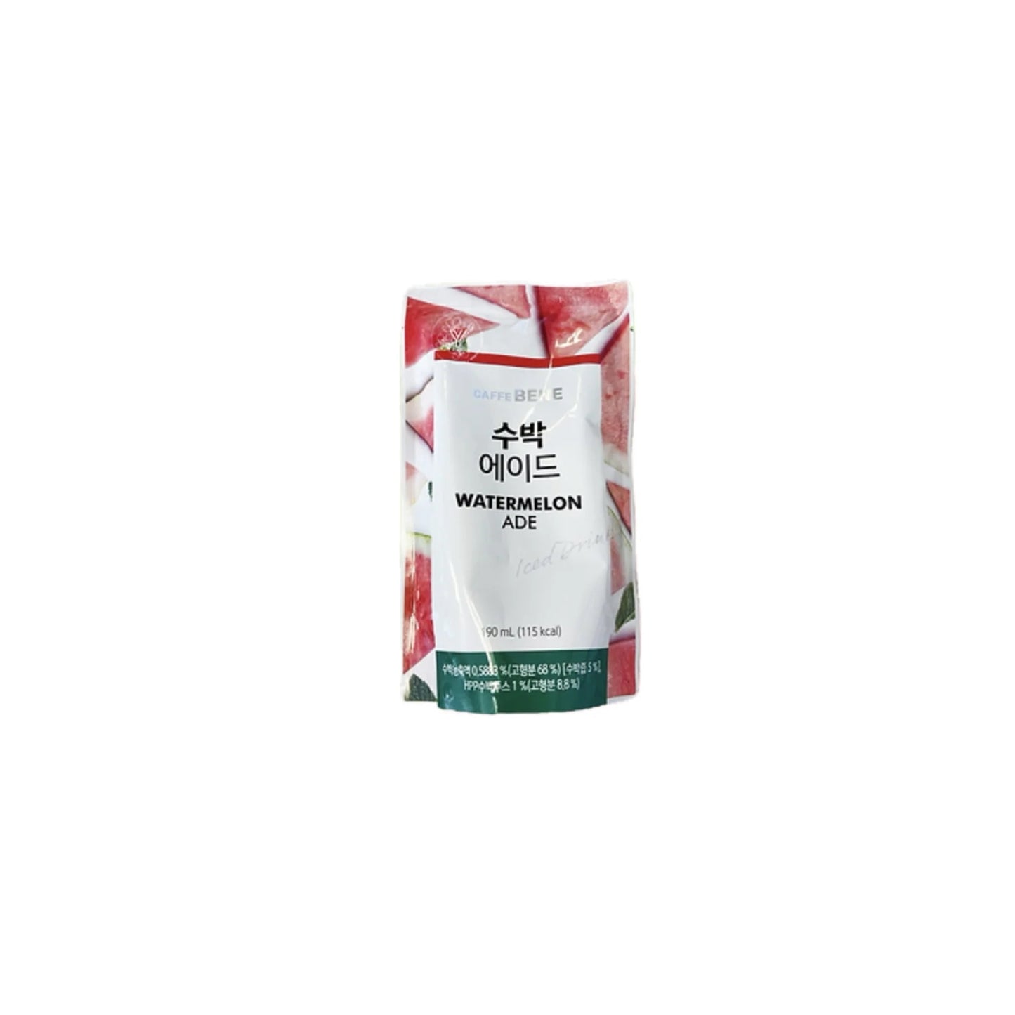 Caffe Bene Watermelon Ade Iced Drink Pouch (190ml) - Korea
