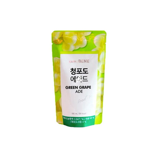 Caffe Bene Green Grape Ade Iced Drink Pouch (190ml) - Korea